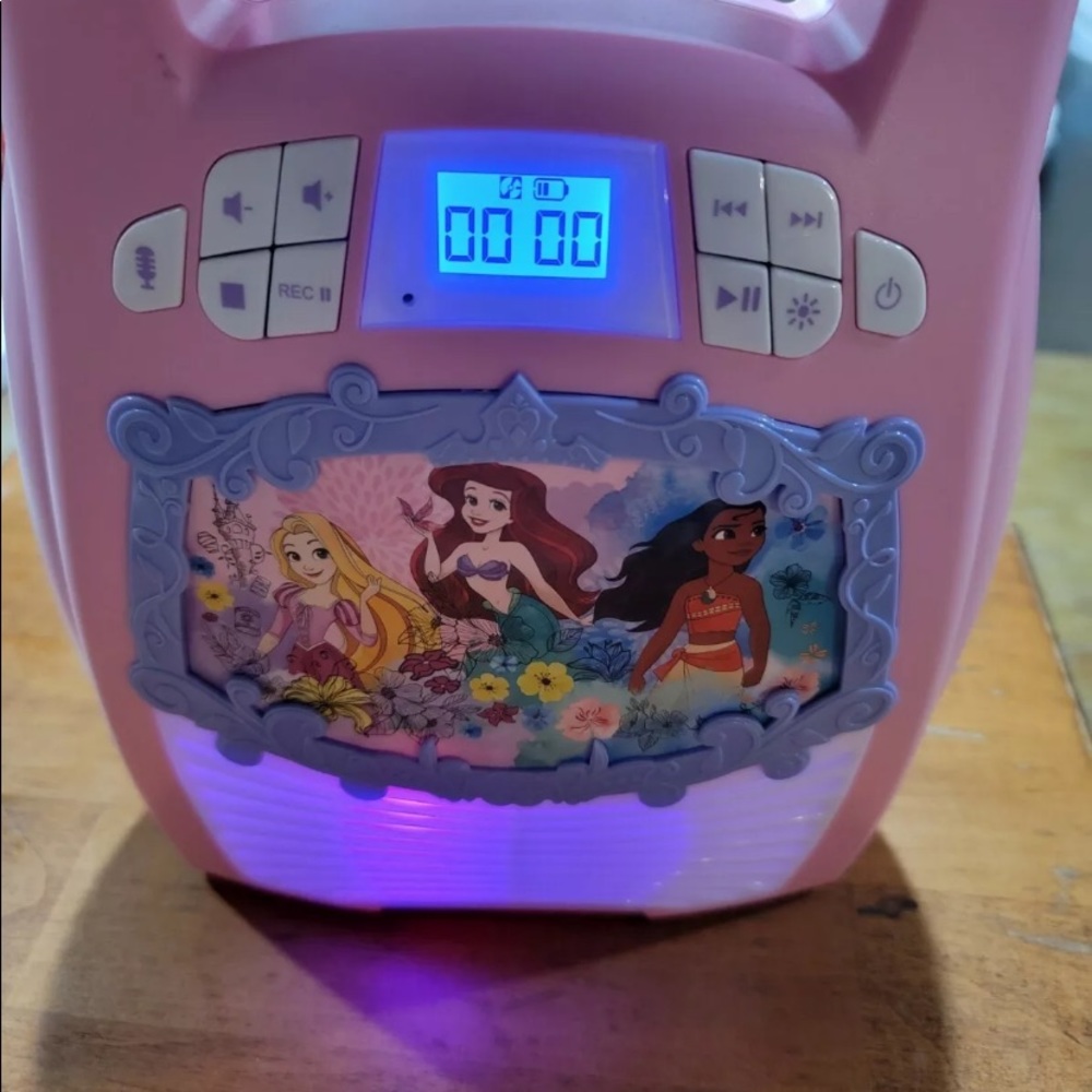 eKids Disney Princess Karaoke Machine for Kids Bluetooth Speaker NO MIC